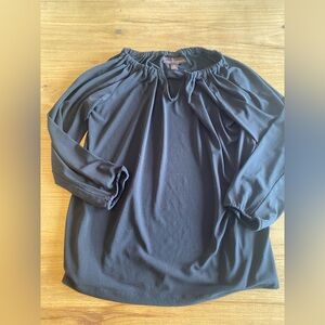 Dana Buchman Blue Long Sleeve Tie‎ Front Blouse